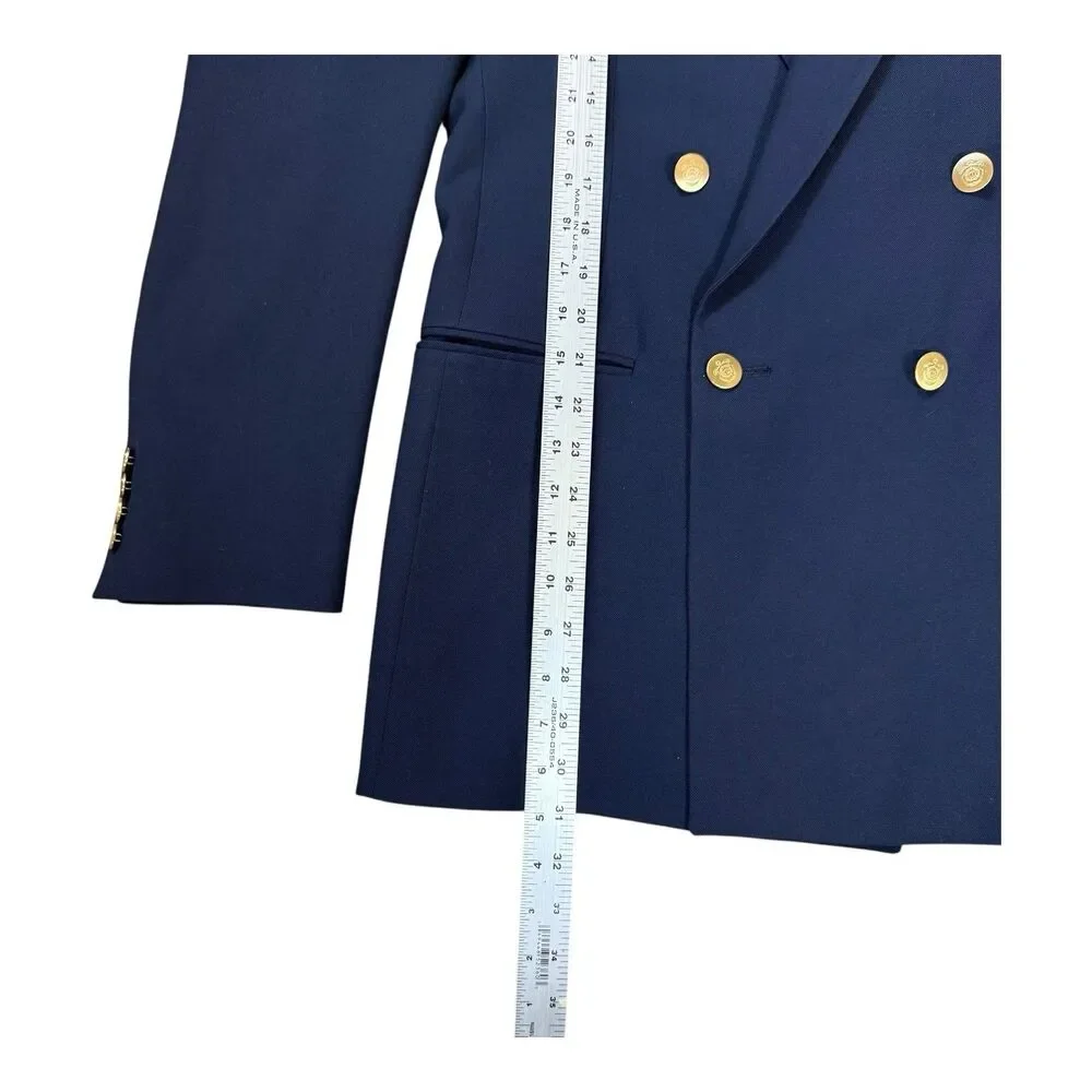 Vtg Christian Dior 39L Monsieur Double Breasted Blue Blazer Gold Button Preppy
